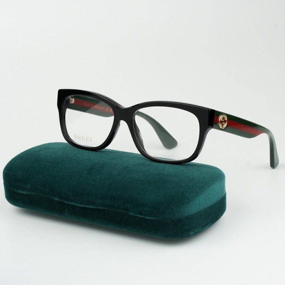 NEW Gucci GG0278O 011 Black Multicolor Rectangle Women Eyeglasses GG 0278O
